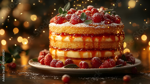 Raspberry Cake with Caramel...