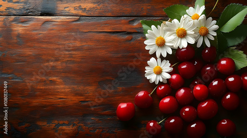 Red Cherries and White Dais...