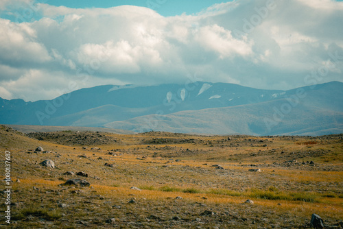 Mountain panorama of beautiful valley in Altai mountains. Altai Mountain range, North Altai, Gorny Altai republic, Russia. photo