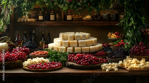 Table with Stack of Cheese,...