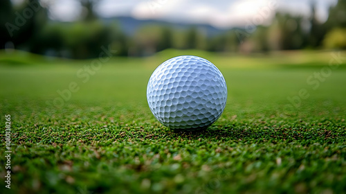 Golf Ball on Green Grass Photo