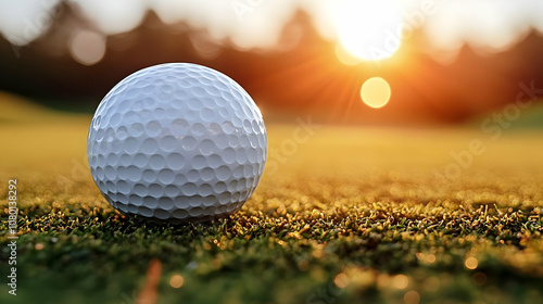 Golf Ball on Green Grass wi...