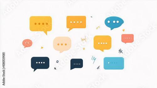Various speech bubble illustrations, design materials, materials, flat illustrations