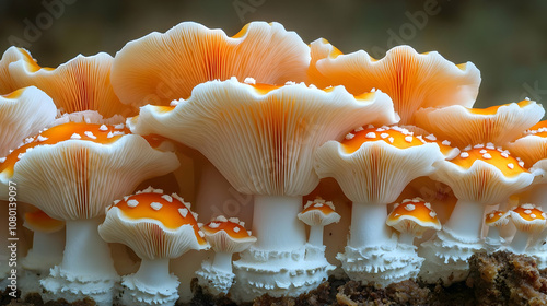 Orange and White Mushrooms ...