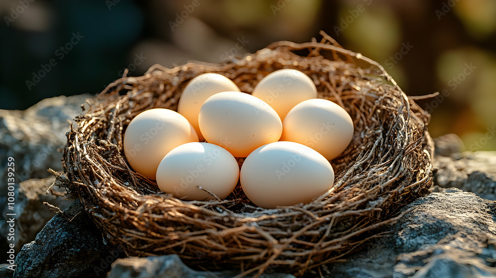 Nest of Eggs on Rocks - Realistic Photo Nest of Eggs on Rocks - Realistic Photo