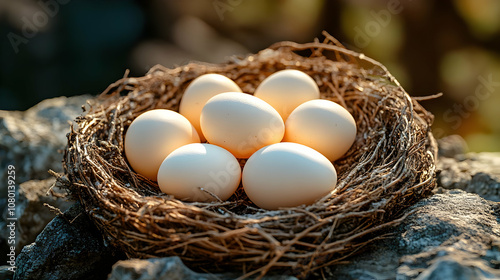 Nest of Eggs on Rocks - Rea...
