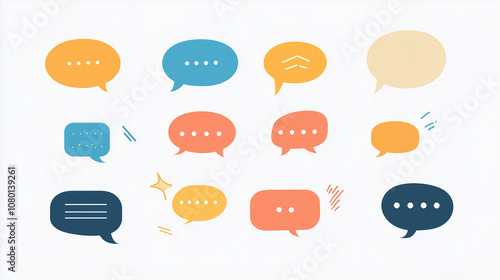 Various speech bubble illustrations, design materials, materials, flat illustrations