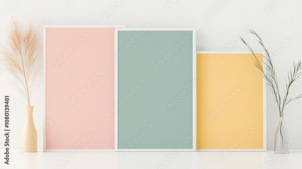 Fototapeta premium Certificate graphic illustration, minimal style, solid color, white background