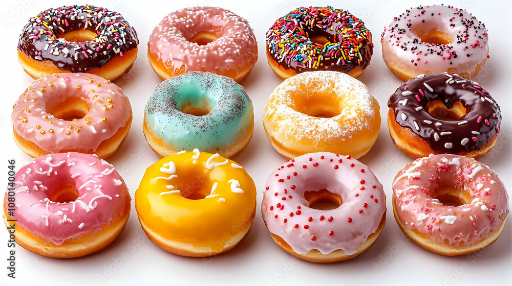 Delicious Glazed Donuts with Sprinkles - Food Photography Delicious Glazed Donuts with Sprinkles - Food Photography
