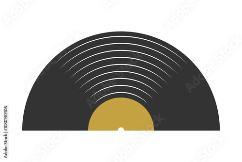 Half of the vinyl music record record. Design template isolated on white background. Vector illustration
