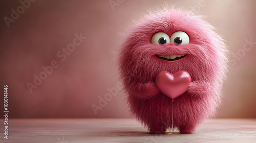 Fluffy Pink Creature Holdin...