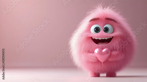 Pink Furry Character Holdin...