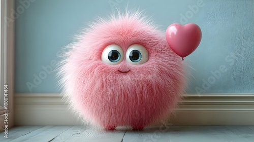 Pink Fluffy Character with ...