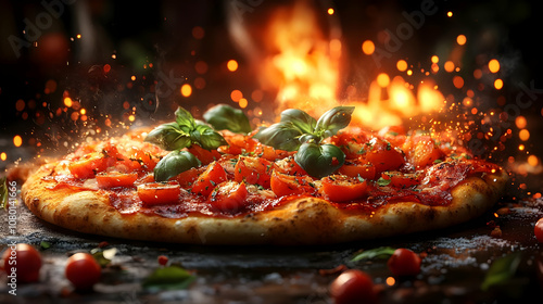 Freshly Baked Pizza with Ba...