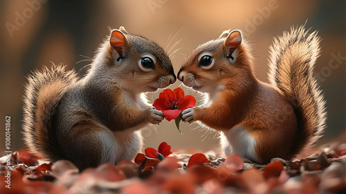 Two Squirrels Sharing a Flo...