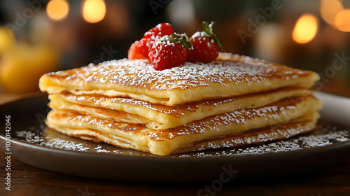 Stack of Pancakes with Powd...