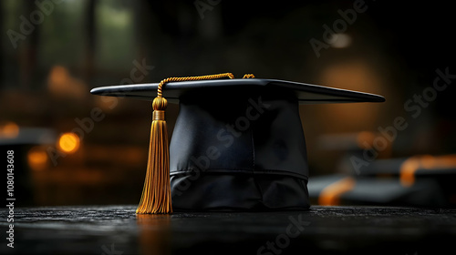 Graduation Cap with Golden ...
