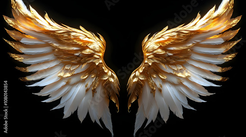 Golden Angel Wings 3D Illus...