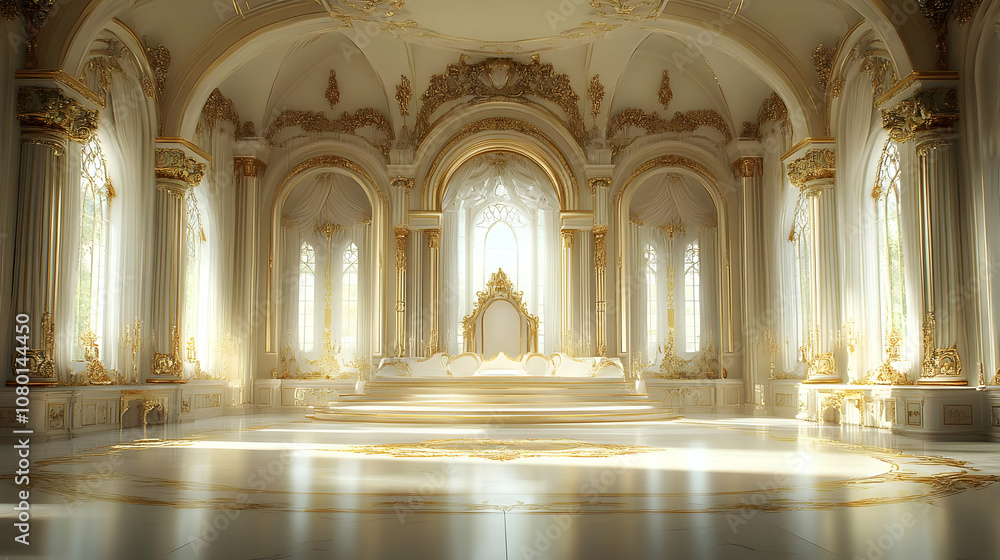 Golden Palace Interior 3D Illustration Golden Palace Interior 3D Illustration