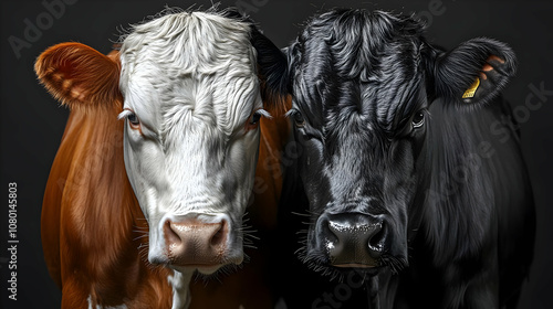 Two Cows Close Up Photo