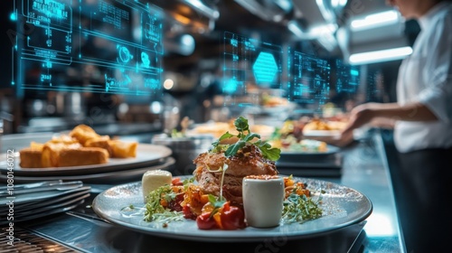 AI optimizing restaurant operations, automating food orders and kitchen efficiency