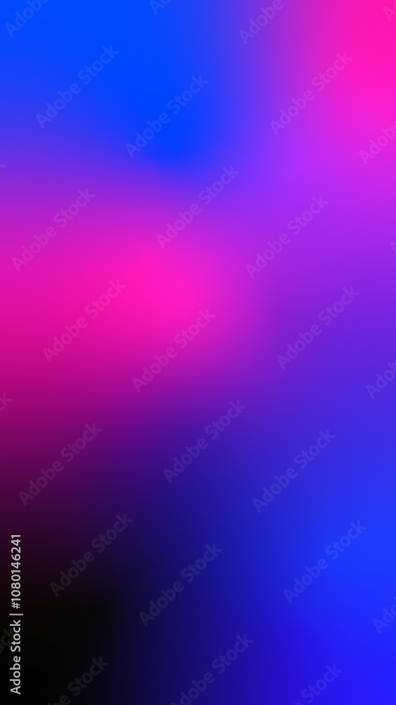 Obraz premium Blurred Neon Background. Vertical Social media template with glowing gradient purple blue dark colors. 1920x1080 ratio