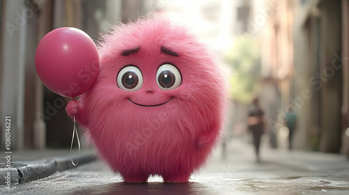 Cute Pink Furry Cartoon Cha...