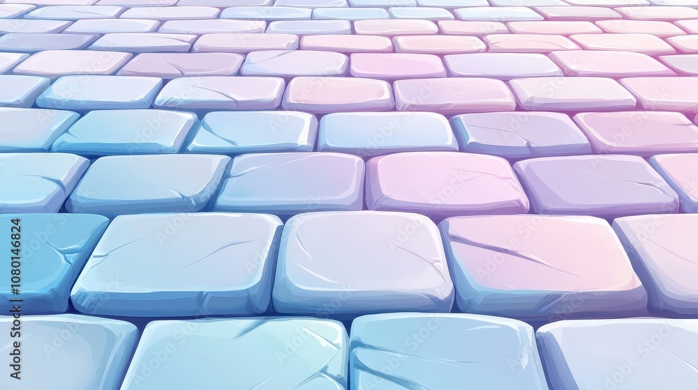 Obraz premium A blue and white brick wall with a pinkish hue