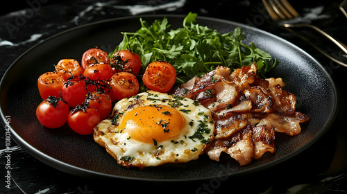 Fried Egg, Bacon, and Cherr...