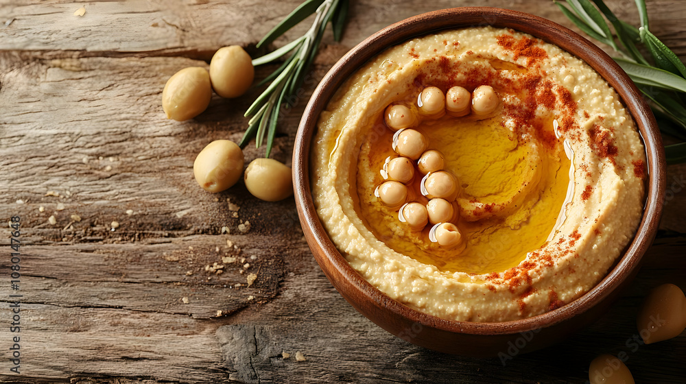 Hummus Dip with Olive Oil and Paprika - Food Photography Hummus Dip with Olive Oil and Paprika - Food Photography