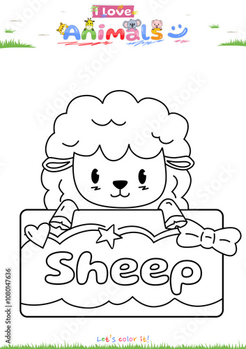 Lets color it Cute theme Sheep