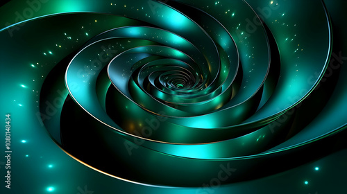 Abstract 3D Teal Spiral wit...