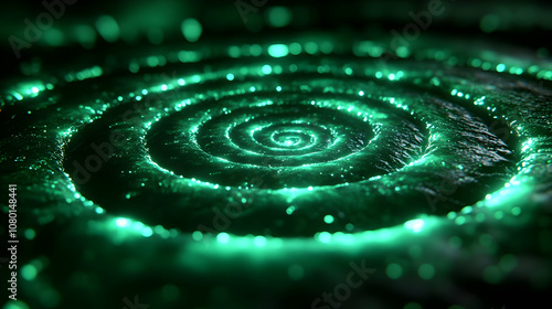 Abstract Green Glowing Spir...