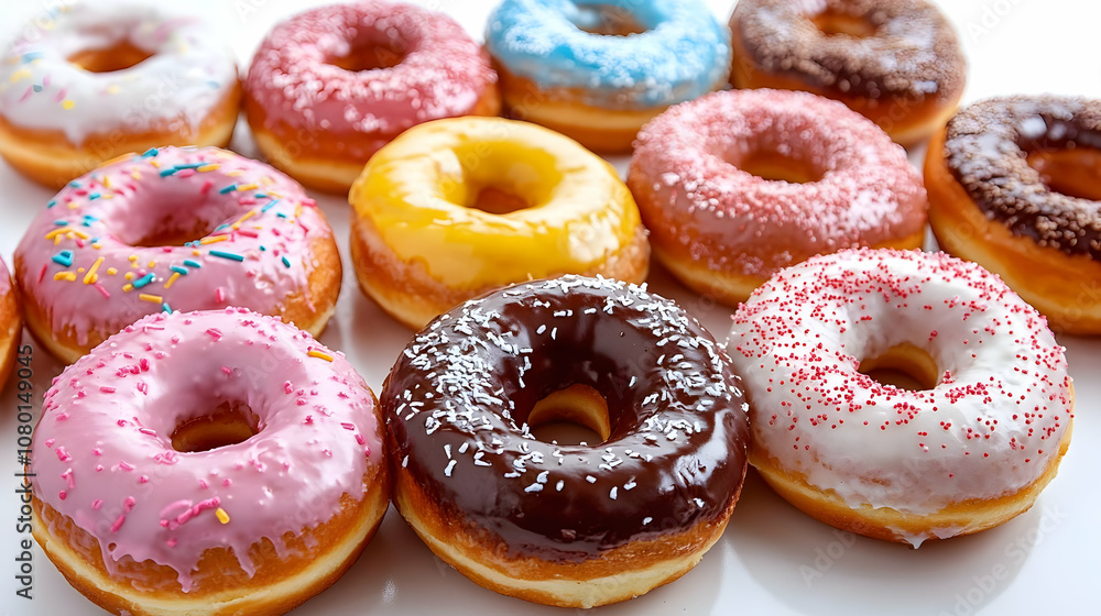Assortment of Glazed Donuts with Sprinkles - Illustration Assortment of Glazed Donuts with Sprinkles - Illustration