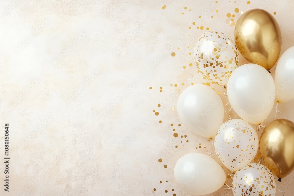 Festive White and Gold Balloons Arrangement Festive White and Gold Balloons Arrangement