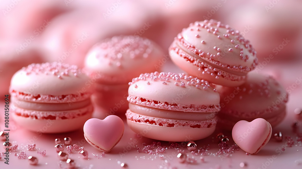 Pink Macarons with Sprinkles - Food Photography Pink Macarons with Sprinkles - Food Photography