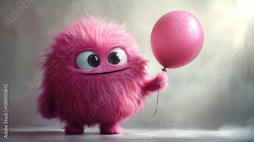 Cute Pink Furry Creature Ho...