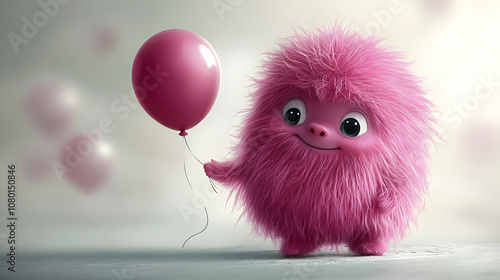 Cute Pink Furry Creature Ho...