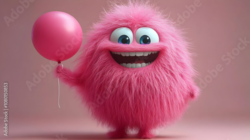 Smiling Pink Furry Monster ...