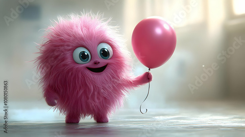 Cute Pink Furry Creature Ho...