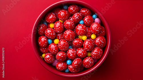 Red Bowl of Colorful Candy ...