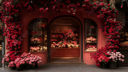 Red Roses Shop Front Illust...