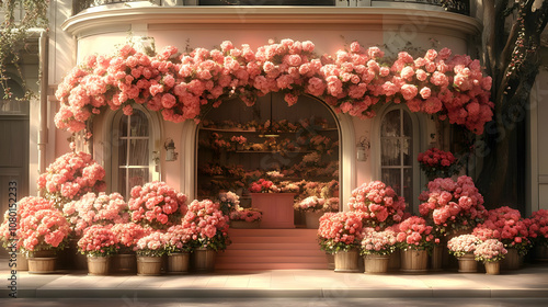 Pink Flower Shop Illustration
