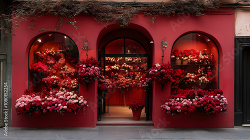 Red Building with Flower Sh...