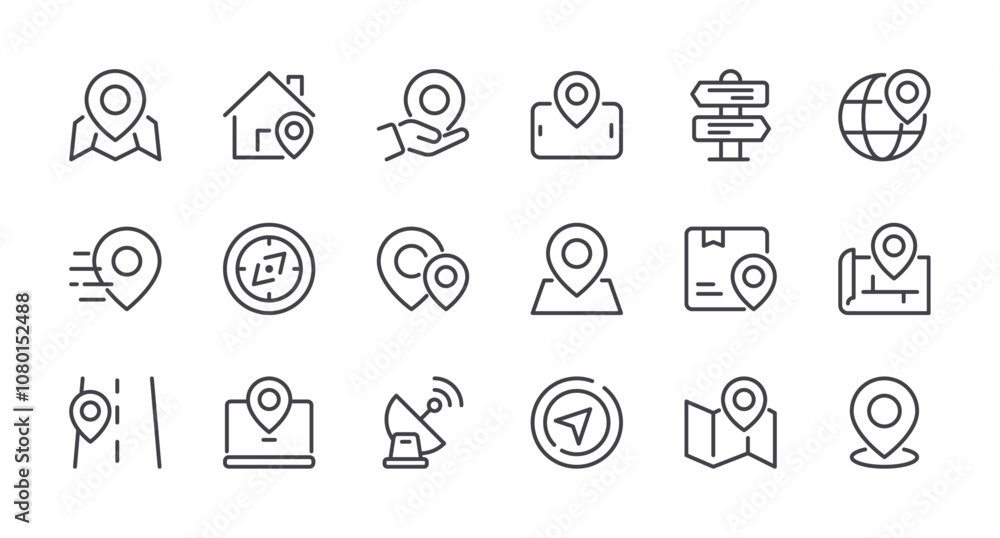 Minimal Set of Map and Location Line Icons. Editable Stroke. Pixel Perfect. Minimal Set of Map and Location Line Icons. Editable Stroke. Pixel Perfect.