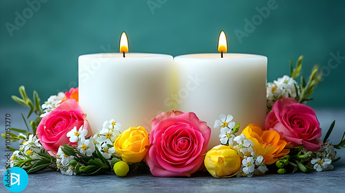 Candles and Flowers Still L...