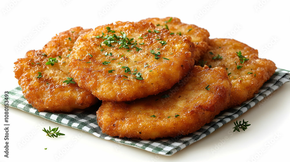 Crispy Fried Potato Cakes with Parsley - Food Image Crispy Fried Potato Cakes with Parsley - Food Image
