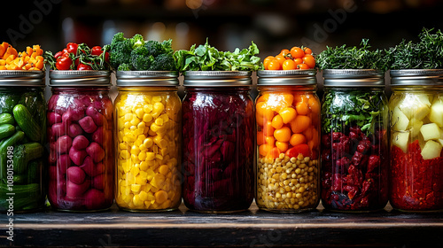 Glass Jars Filled with Colo...