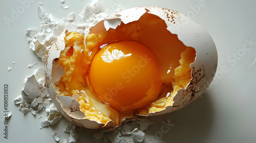 Cracked Egg with Yolk - Rea...