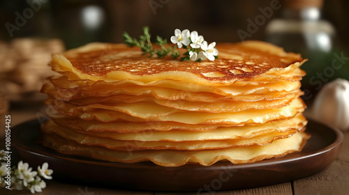 Stack of Golden Brown Panca...